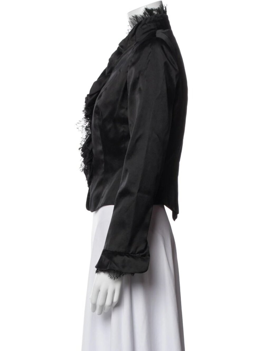 Carmen Marc Valvo Silk Lace Cardigan Jacket - Picture 2 of 3